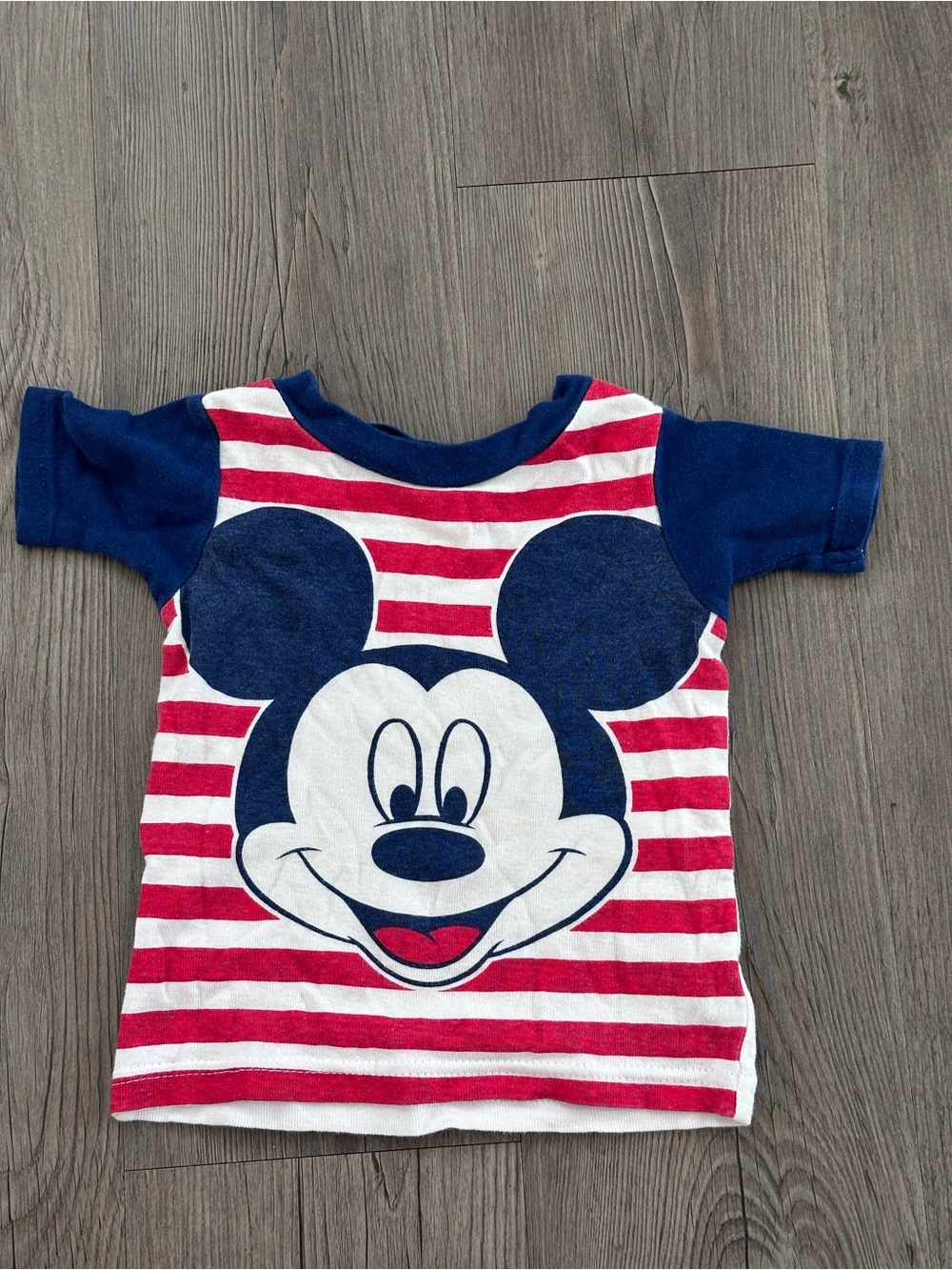 Disney Baby Red & White Striped Tee with Navy Trim